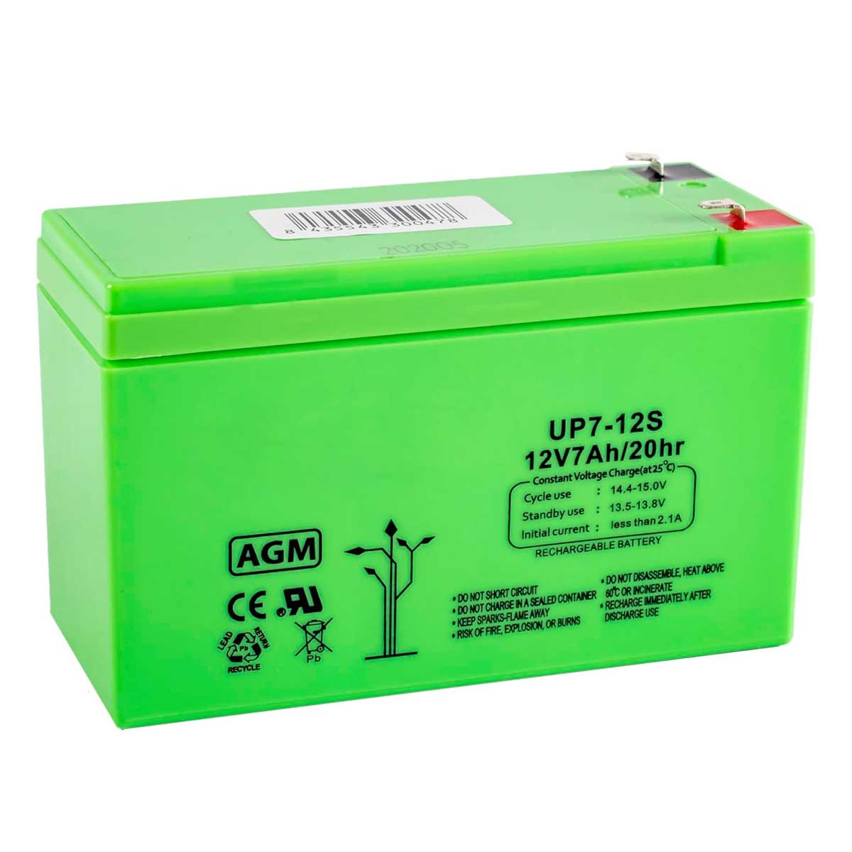 Batería AGM 12V 7Ah Sellada – Terminal Faston F1, Libre de Mantenimiento