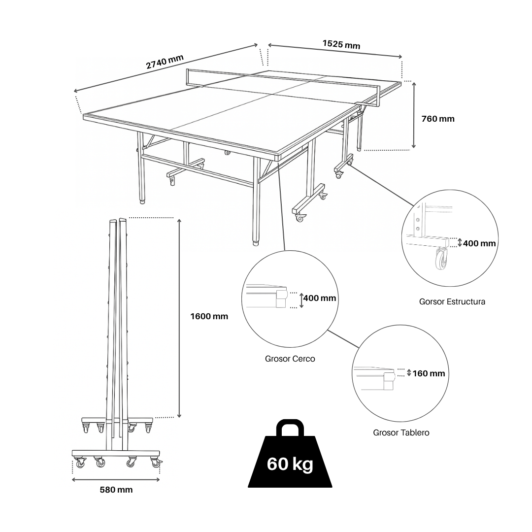 Mesa de Ping Pong Exterior Raycool Legend 800