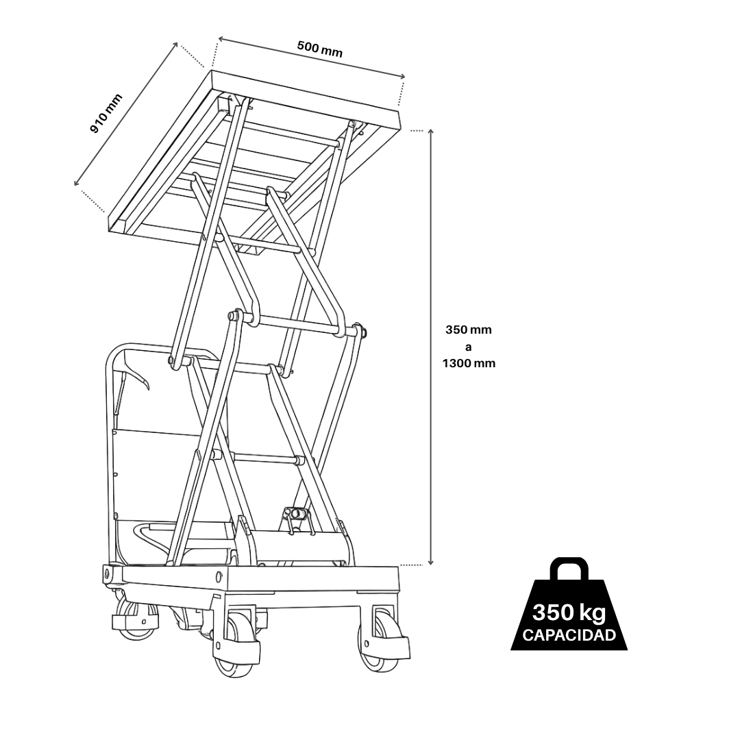 Mesa elevadora hidráulica doble tijera Moost 350Kg