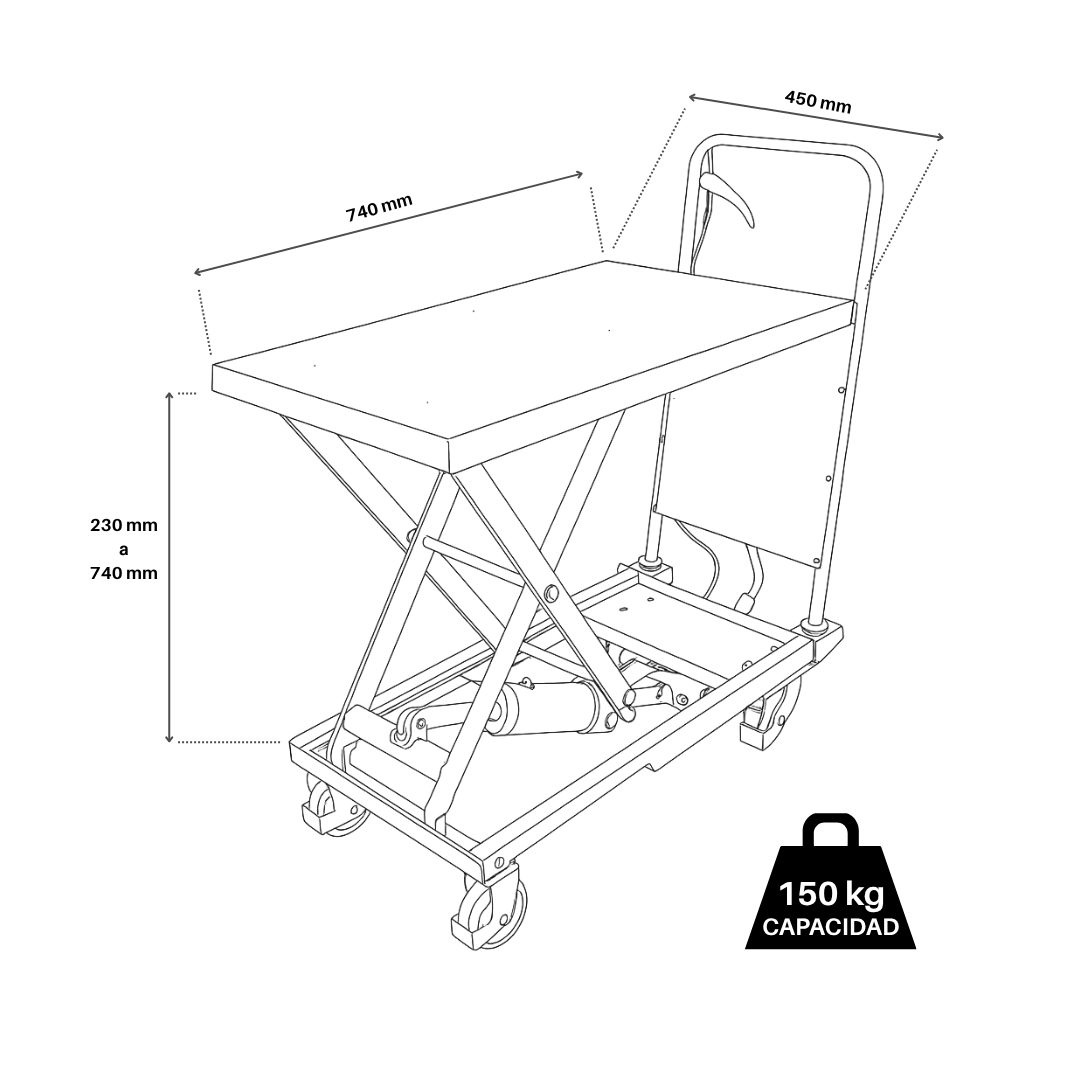 Mesa elevadora hidráulica tijera Moost 150Kg