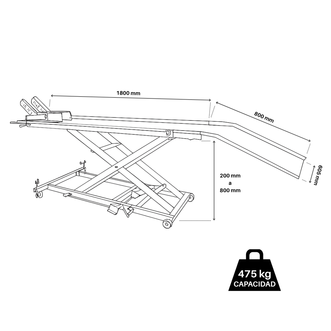 Mesa elevadora hidráulica de tijera Moost para moto 475Kg