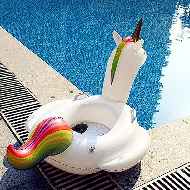 Superflotadores Unicornio hinchable acuático con sillín 125x65x50cm