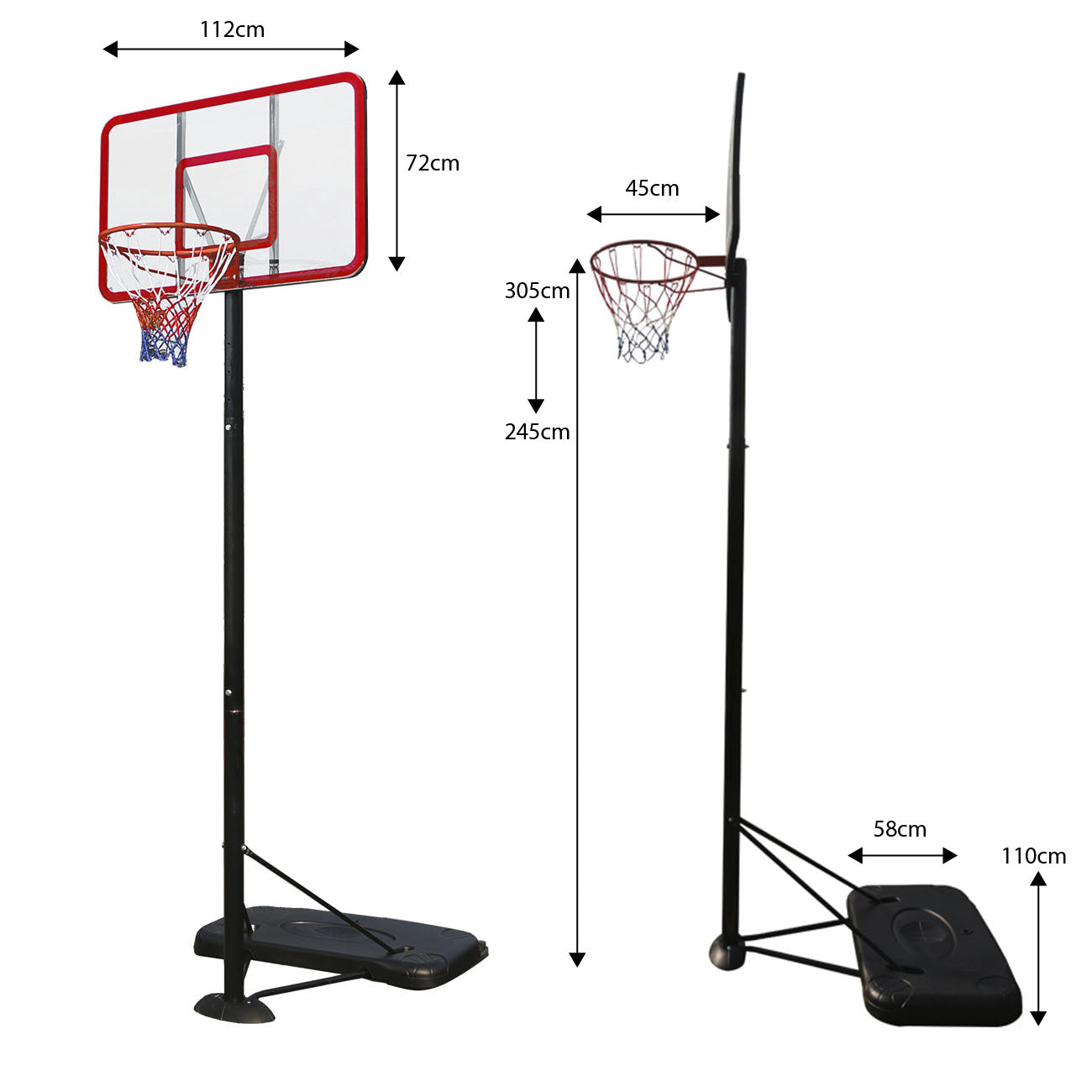 Canasta de baloncesto Raycool STREET 540 Rango Ajustable 2,45m  3,05m