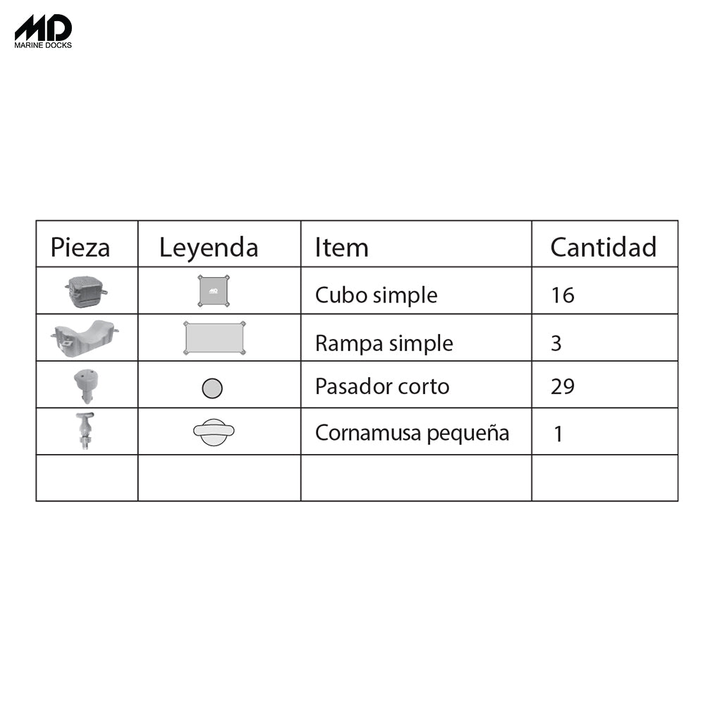 Plataforma flotante modular MD200 para moto de agua