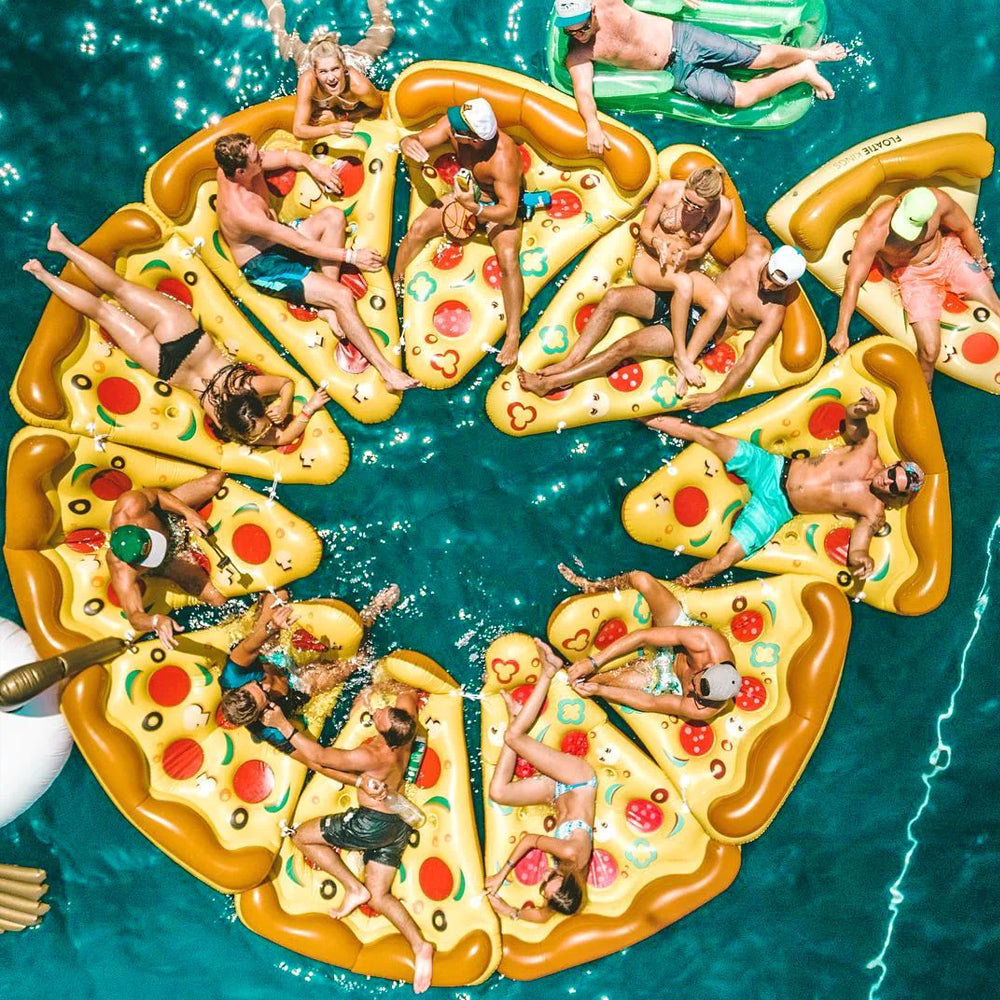 Superflotadores pizza hinchable acuático 165x140x32cm