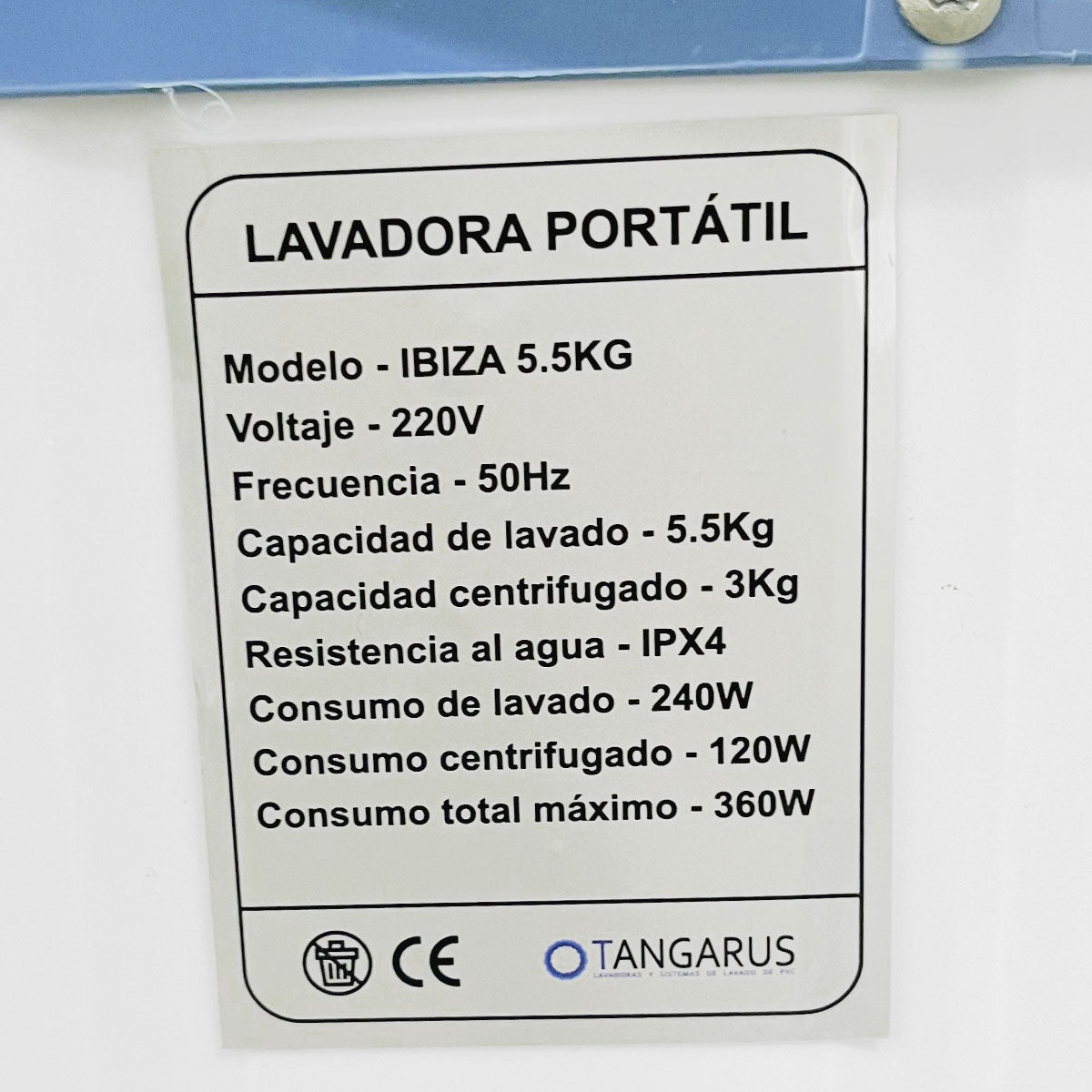 Lavadora portátil Ibiza 5,5 kg con centrifugado