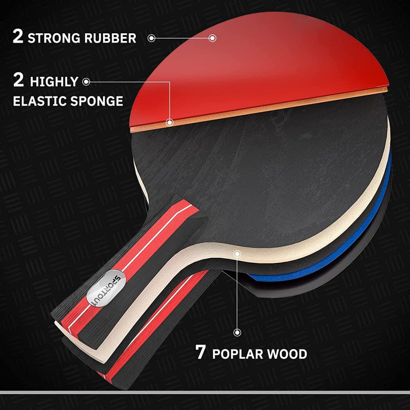 Juego de palas de ping pong con estuche y pelotas