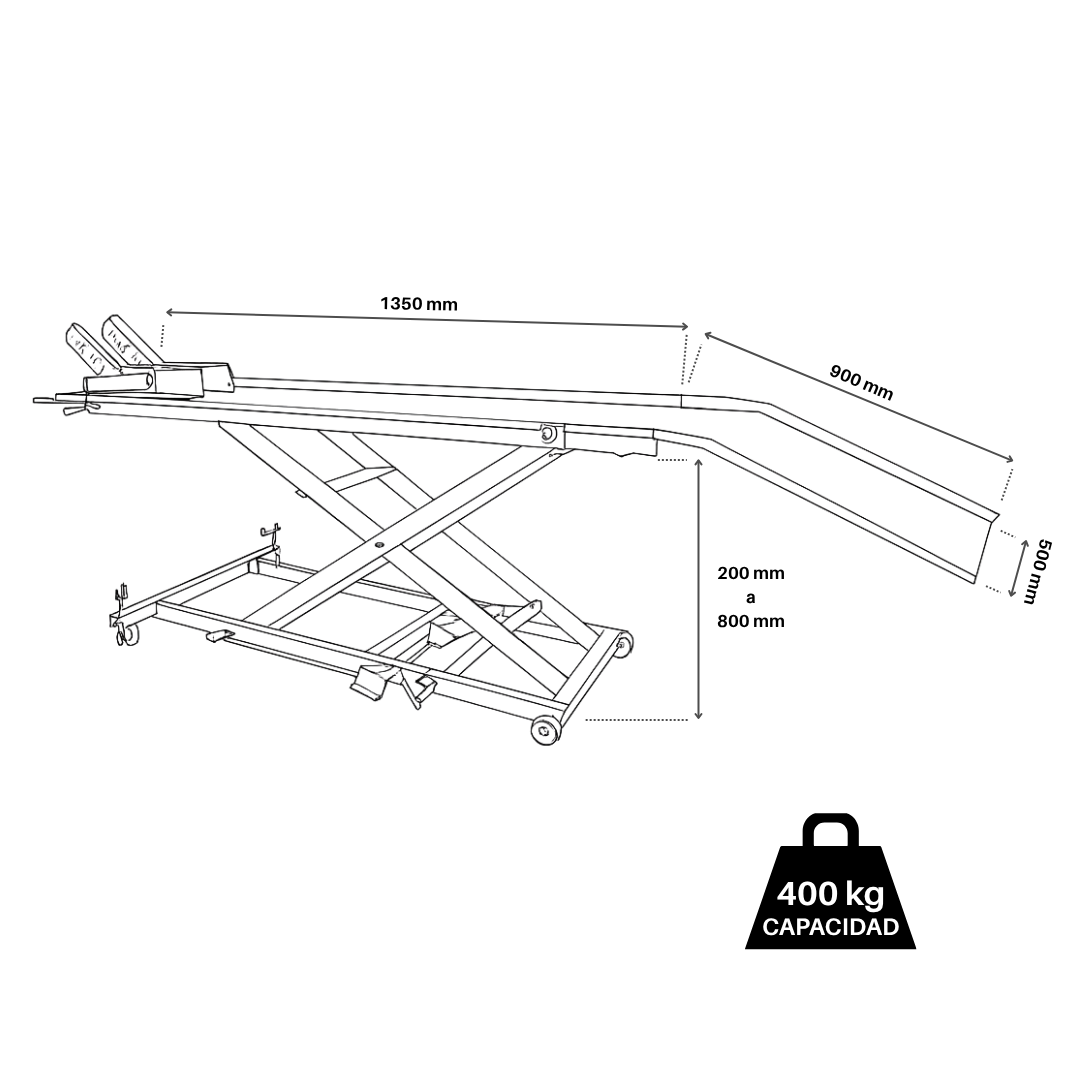 Mesa elevadora moto hidráulico Moost 400Kg tijera