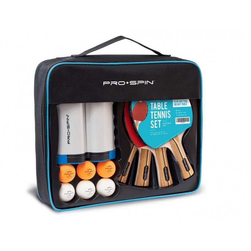 Set de Ping Pong portátil-Kit premium con red Retráctil, Palas, Pelotas 3 Estrellas y caja