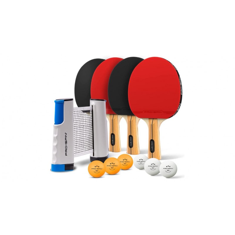 Set de Ping Pong portátil-Kit premium con red Retráctil, Palas, Pelotas 3 Estrellas y caja