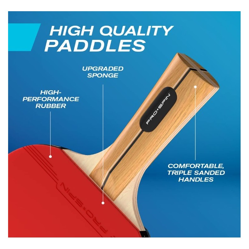 Set de Ping Pong portátil-Kit premium con red Retráctil, Palas, Pelotas 3 Estrellas y caja
