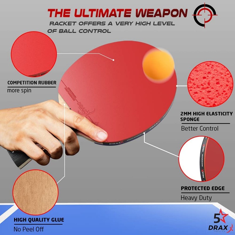 Pala de ping pong de carbono Draxx Sports