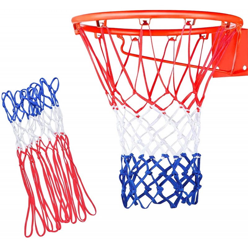 Pack de 2 Redes de Canasta de baloncesto. Color Rojo, Azul y Blanco